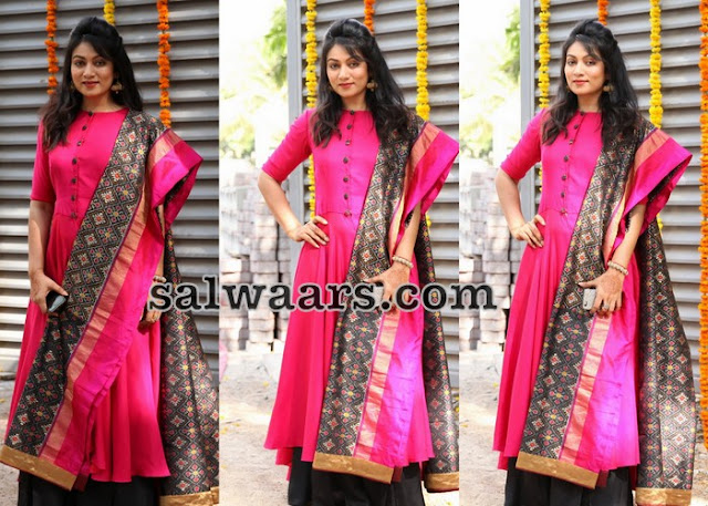 Pink Floor Length Salwar Ikkat Duppatta