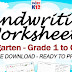 HANDWRITING WORKSHEETS for KG - Grade 1 to Grade 6 (Free Download)