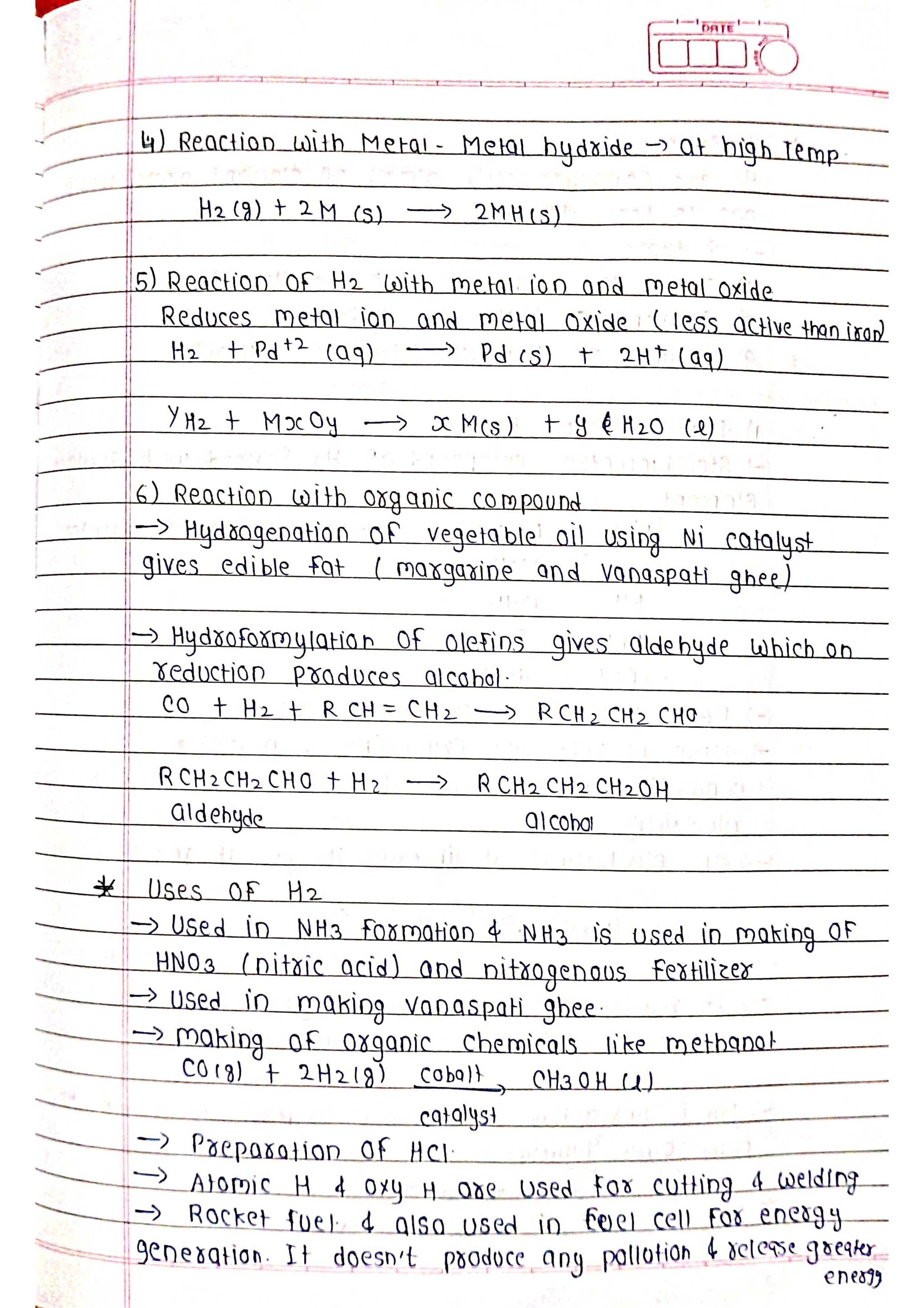 Hydrogen - Chemistry Short Notes 📚