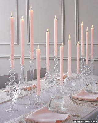 pink candle taper centerpiece wedding formal event decorating
