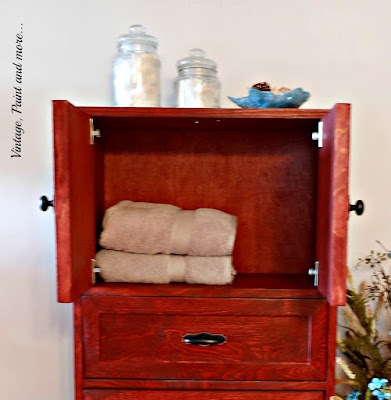 Vintage, Paint and more... shelf area of DIY multipurpose cabinet