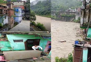  पिंडर व प्राणमति नदियों के उफान में आने से थराली और ग्वालदम में बढ़ा ख़तरा मकानों, दुकानों और स्कूल में भरा पानी 