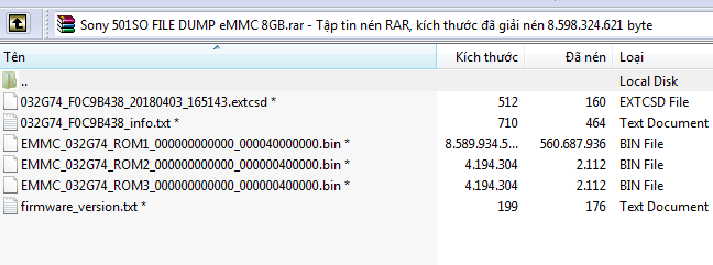 eMMC SONY 501SO file dump eMMC 8GB 