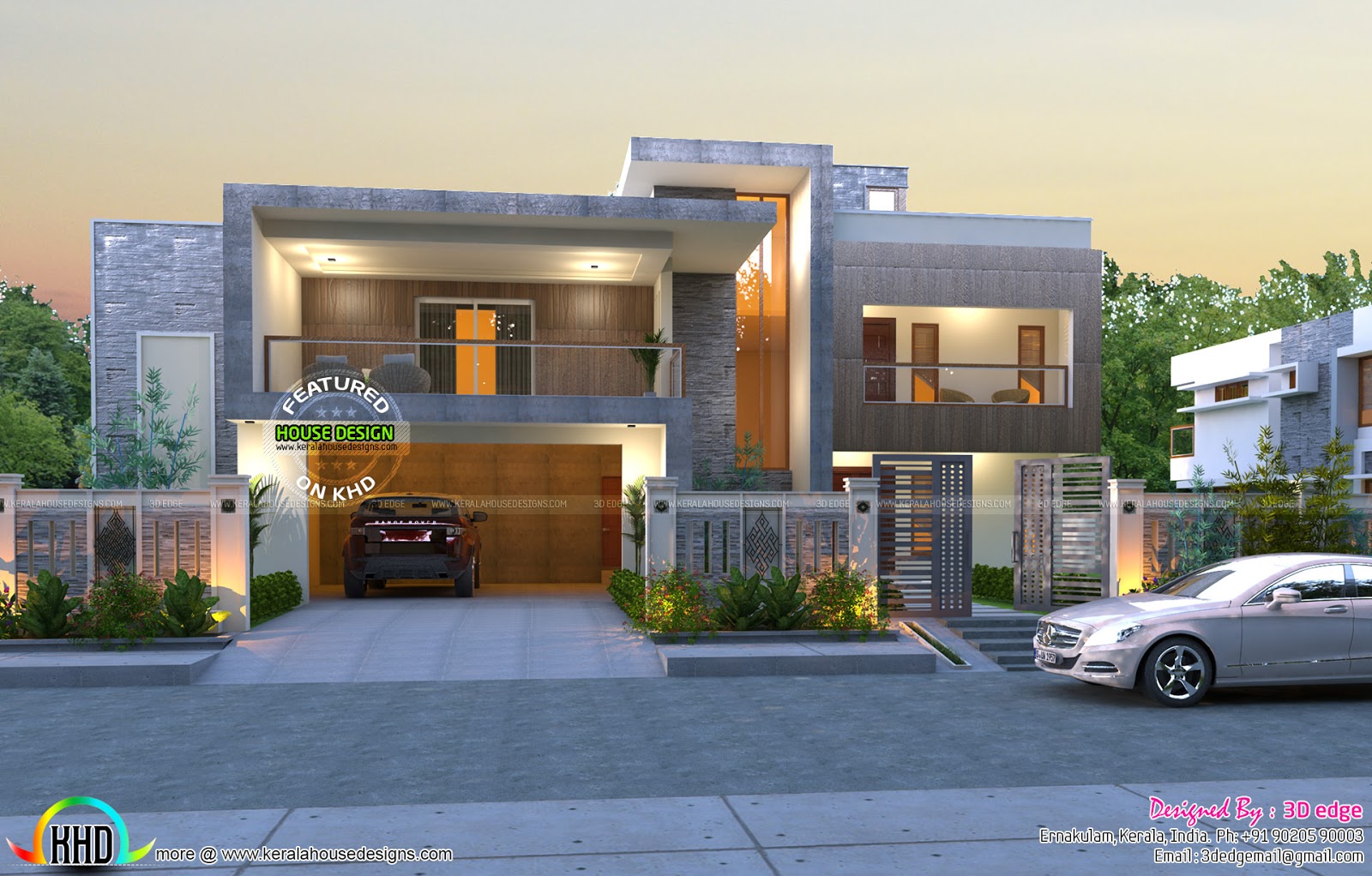 Nice box type luxurious house Kerala home design and 