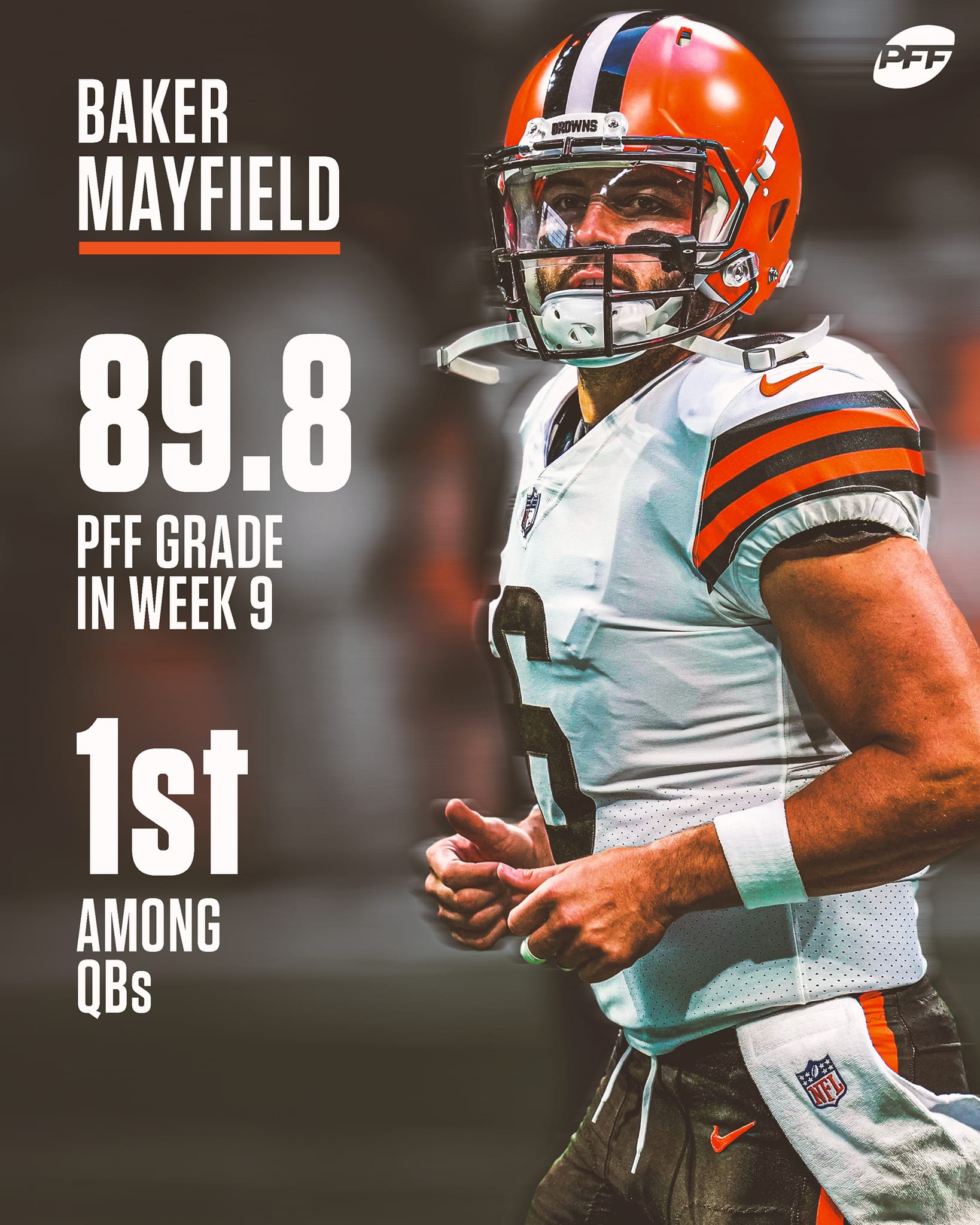 Baker Mayfield:  Highest-graded QB in Week 9