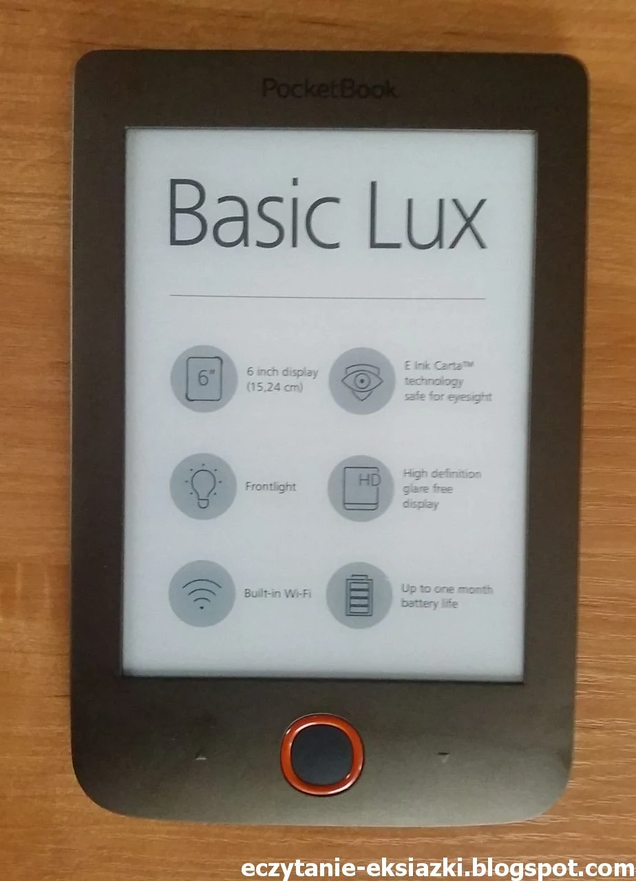 PocketBook Basic Lux - frontowa część obudowy i ekran