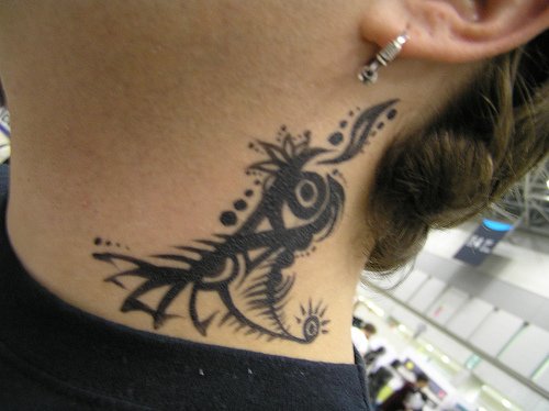 barcode tattoo designs. Cute Tribal Neck Tattoo Design