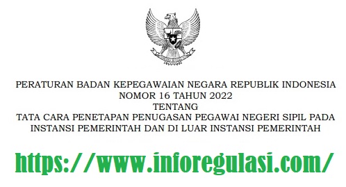 Peraturan BKN Nomor 16 Tahun 2022 Tentang Tata Cara Penetapan Penugasan PNS Pada Instansi Pemerintah Dan Di Luar Instansi Pemerintah