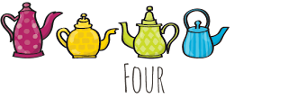 Graphic of Four Teapots representing score given