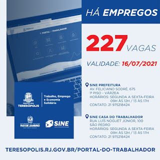 ‘Emprega Terê’ divulga 227 vagas de emprego no Sine Teresópolis