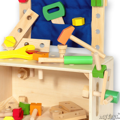 Kids Wooden Work Bench with Wooden Box