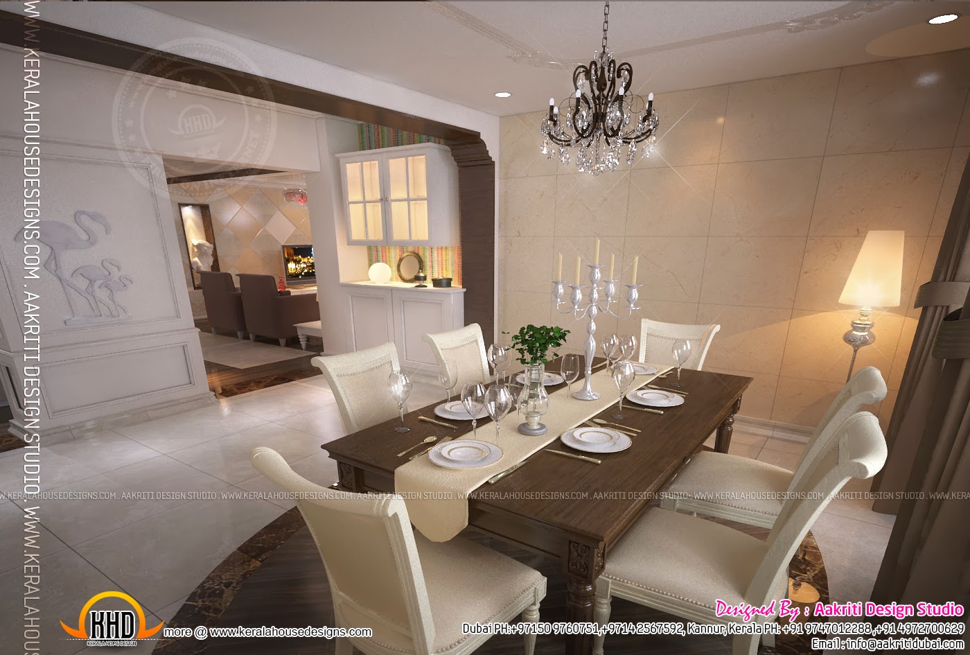 Interior design of living room, dining room and Kitchen ...