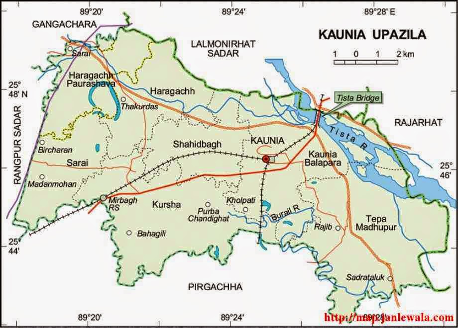 kaunia upazila map of bangladesh