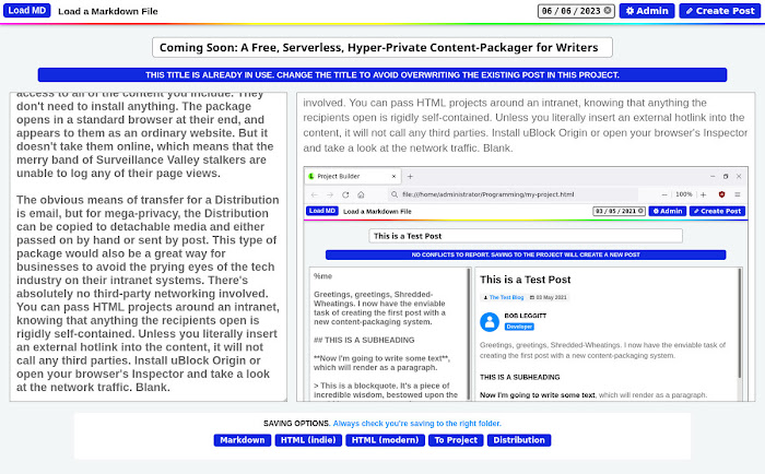 Assembling a post in an offline content packager