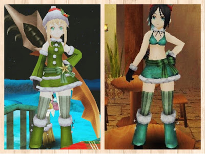 サンタ衣装　緑1、水色1