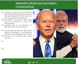 Joe Biden and Narendra Modi Conversation , There were many issues like Farmer protests, elimination of terrorism, climate