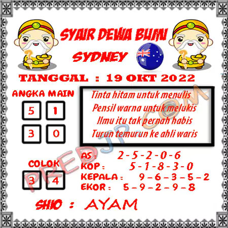 Prediksi Dewa Bumi Sdy Rabu 19-Okt-2022