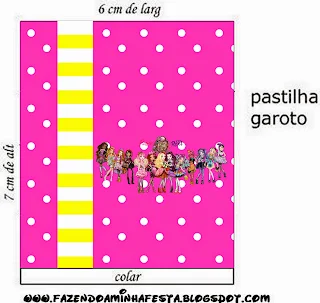 Free Printable Candy Bar Labels for Ever After High Yellow and Pink.