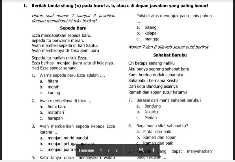 Download Kisi Kisi Soal Dan Kunci Jawaban Uas 1 Ulangan Akhir