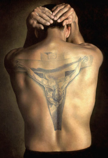  the "Christ of Saint John of the Cross" artwork tattooed on his back.