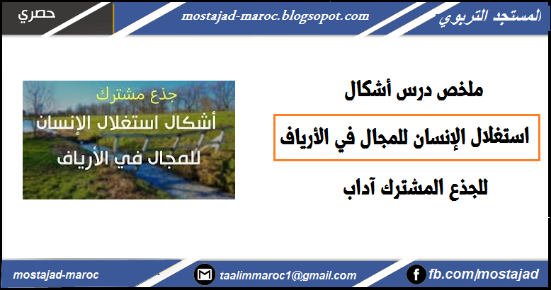 ملخص درس أشكال استغلال الإنسان للمجال في الأرياف PDF للجذع المشترك آداب