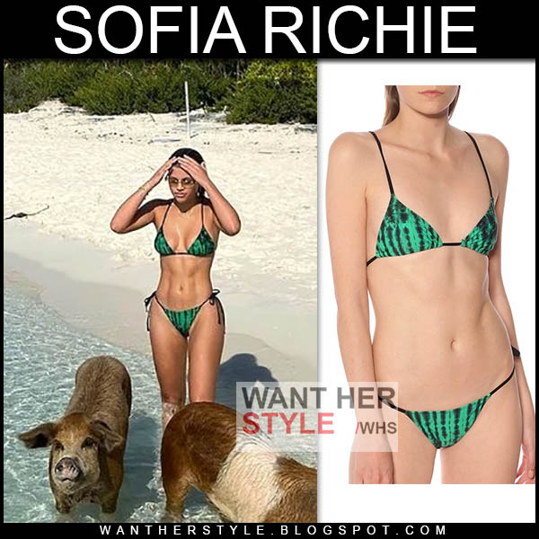 Sofia Richie in green bikini