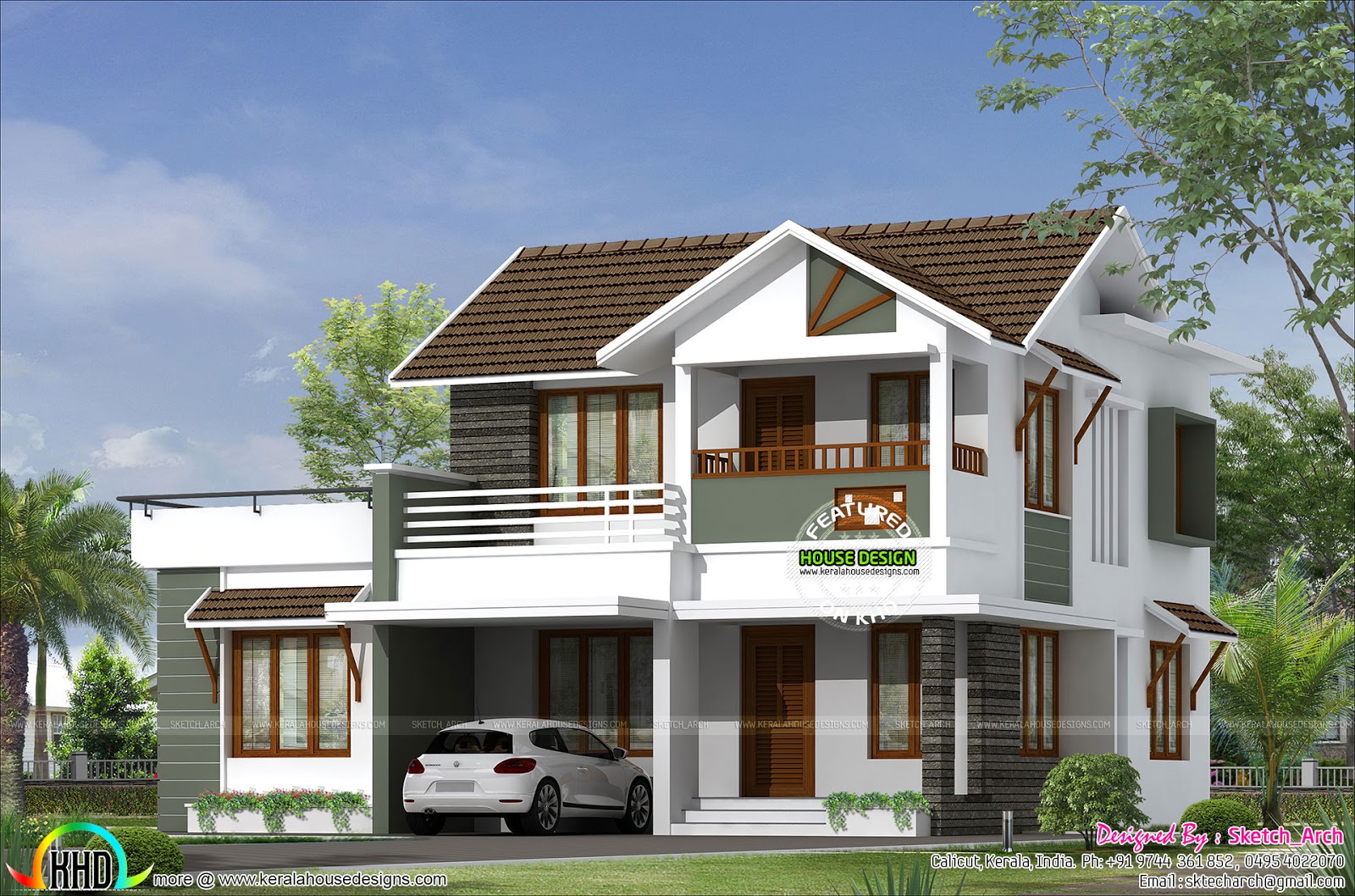 2200 square feet 4  bedroom  simple  sloping roof home  