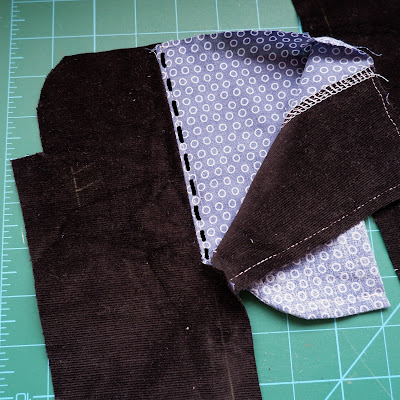 Sew the pocket bag to the front of the trouser and understitch.