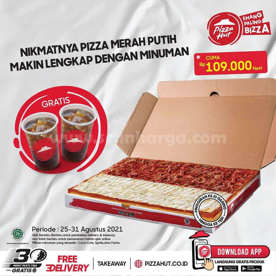 PIZZA HUT Promo BELI Pizza Merah Putih GRATIS Coca cola, Sprite atau Fanta