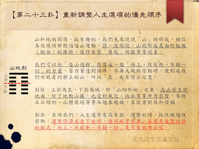 【第二十三卦】山地剝：重新調整人生選項的優先順序。大環境不好，不是你不好，不要看輕自己，以「平常心」渡過低潮，該休息就休息，別硬幹。 #易經塔羅 #易經23卦 #第23卦山地剝 #山地剝 #塔羅占卜 #易經占卜  #大眾占卜 #工作占卜 #愛情占卜 #八字 #算命 #五行八字 #五行派