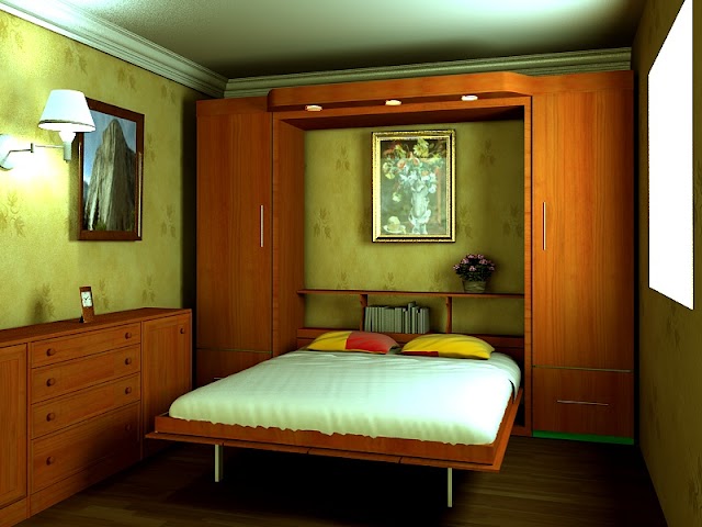 Giường gấp dọc sát tường kích thước 1m6 x 2m