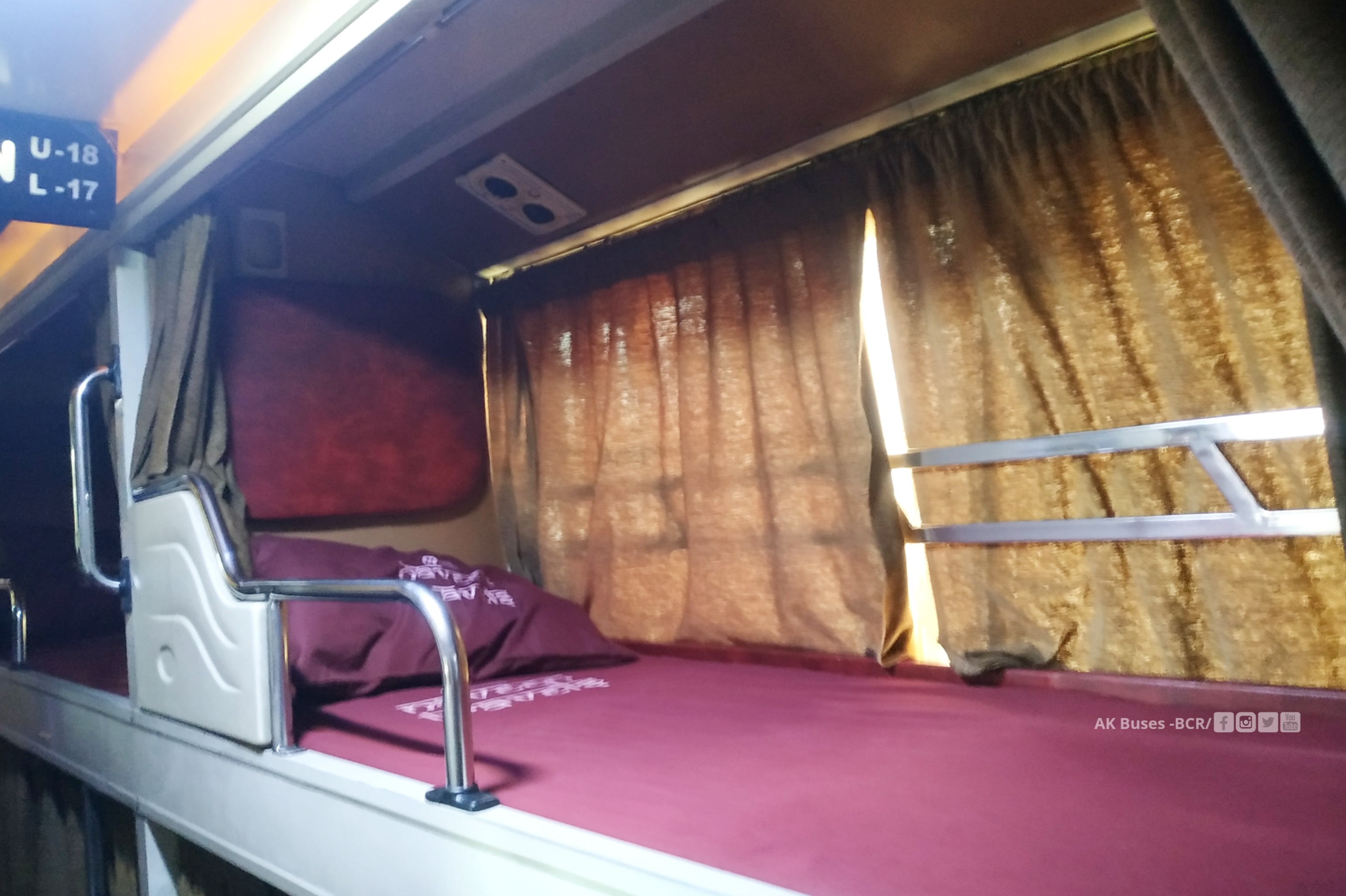 Naveen Travels 2/1 AC Sleeper Bus interior - single sleeper