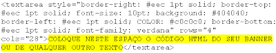 Código HTML para Caixa de Texto