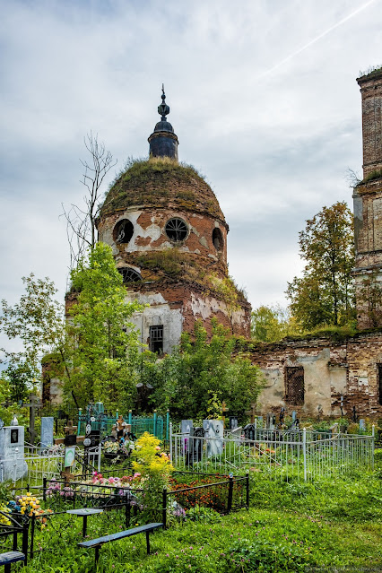 Старая заросшая кирпичная церковь