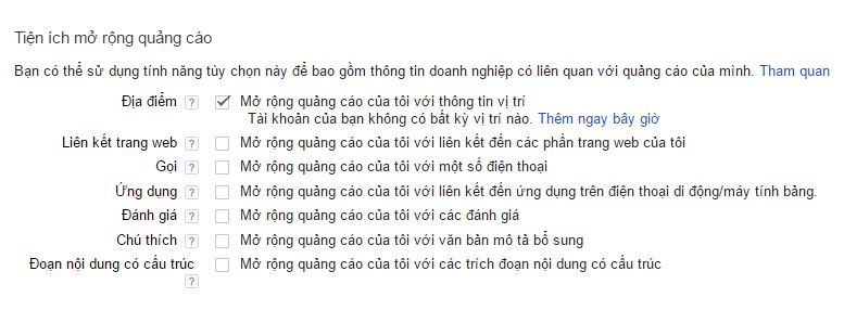 Tinh nang mo rong Google Adwords