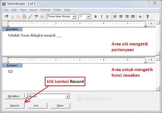 Membuat soal Short Answer - Exam View