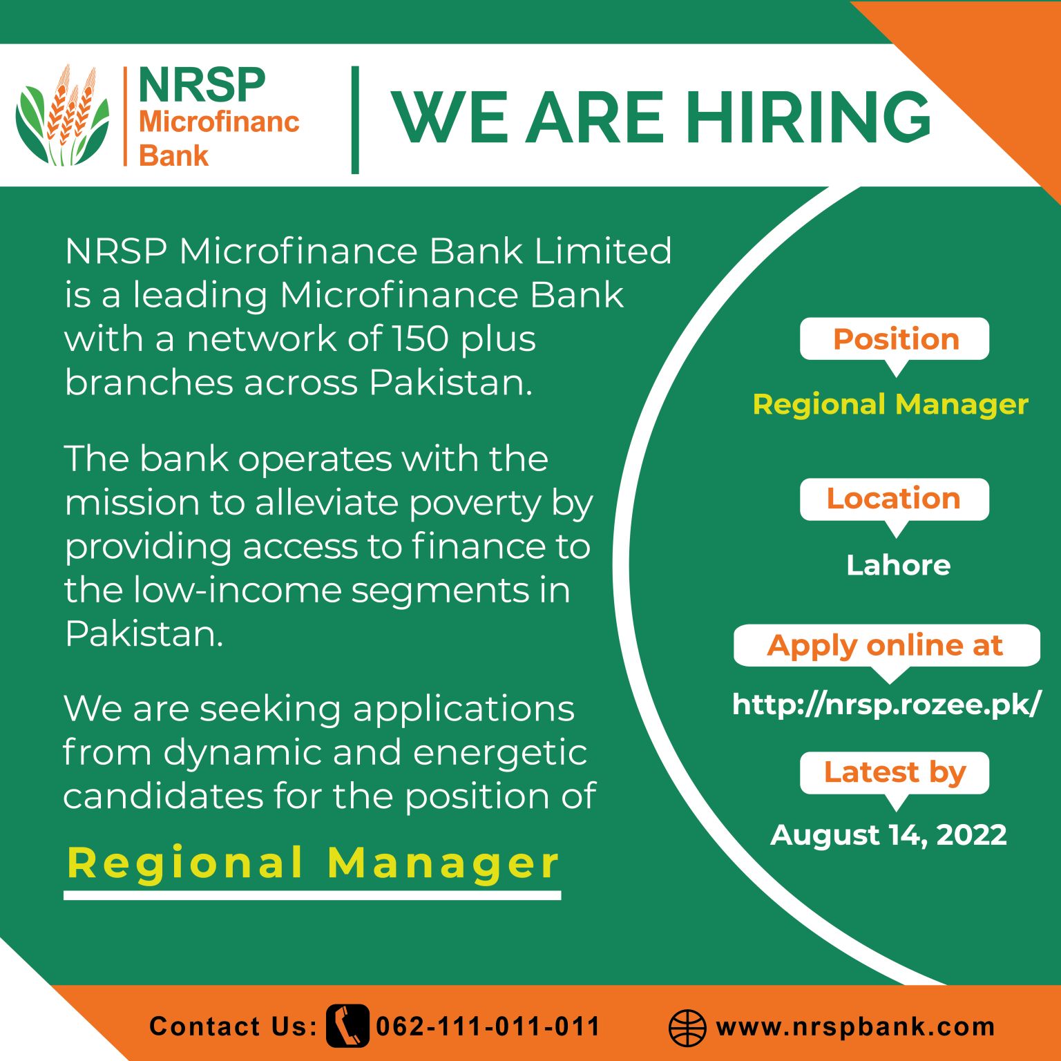 NRSP Microfinance Bank Ltd Jobs For Regional Manager