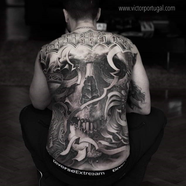 Este blackwork crânio Este blackwork crânio