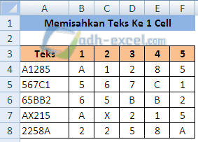 adh-excel.com memisahkan teks 1 huruf 1 cell