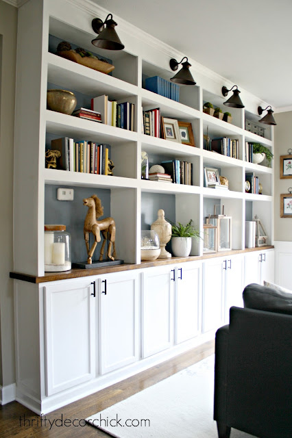 DIY built ins using cabinets 