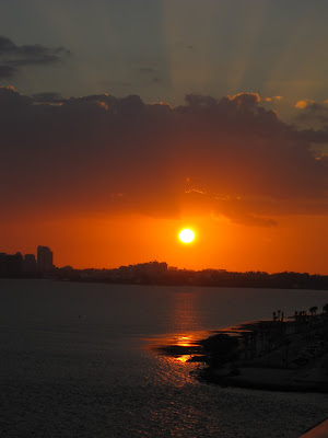 absolutely gorgeous, dark red, key biscayne sunset over biscayne bay