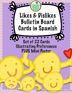 Likes Dislikes Preferences Bulletin Board Cards in Spanish