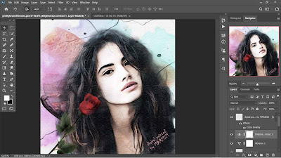 screen cute brunette n rose photoshop