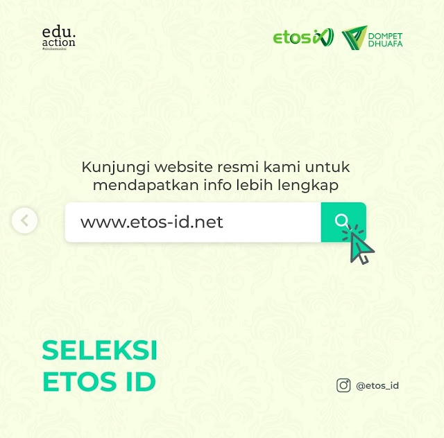 SELEKSI NASIONAL Beasiswa ETOS 2021, Deadline Pendaftara  11 April 2021