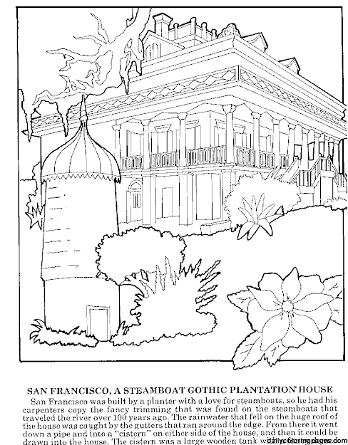 Difficult Coloring Pages For Adults  Louisiana Plantations Difficult  Coloring Pages