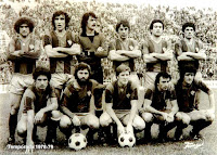 LEVANTE U. D. - Valencia, España - Temporada 1978-79 - Lorant, Andrés, Barrie, José, Sebastiá y Sierra; Magdaleno, Lavado, Ostivar, Floro Garrido y Murua - El Levante se proclamó Campeón del Grupo II de la 2ª División B, consiguiendo el ascenso a la categoría de plata del fútbol español