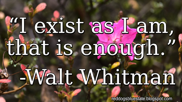 “I exist as I am, that is enough[.]” -Walt Whitman