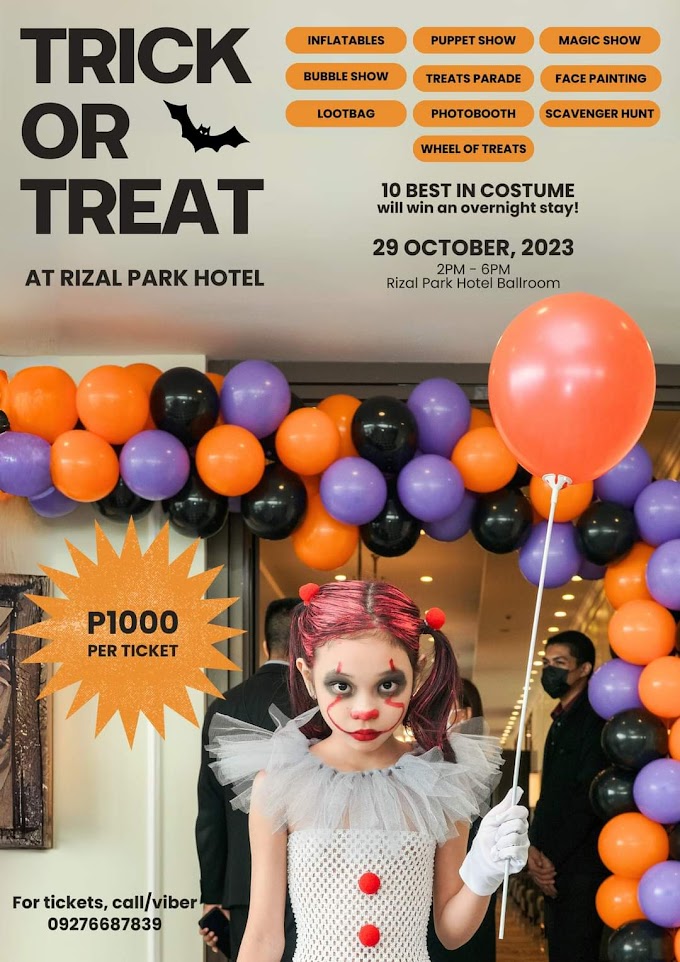 WANT TO WIN AN OVERNIGHT STAY AND FUN PRIZES AT RIZAL PARK HOTEL’S HALLOWEEN "TRICK OR TREAT" PARTY 