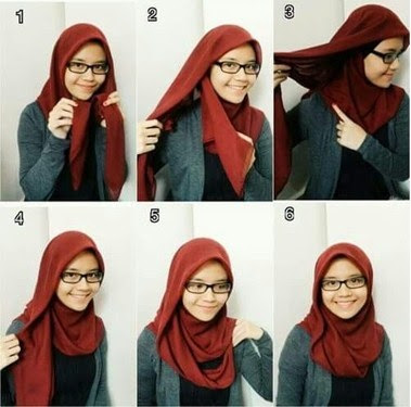 cara memakai hijab segi empat simple dan mudah