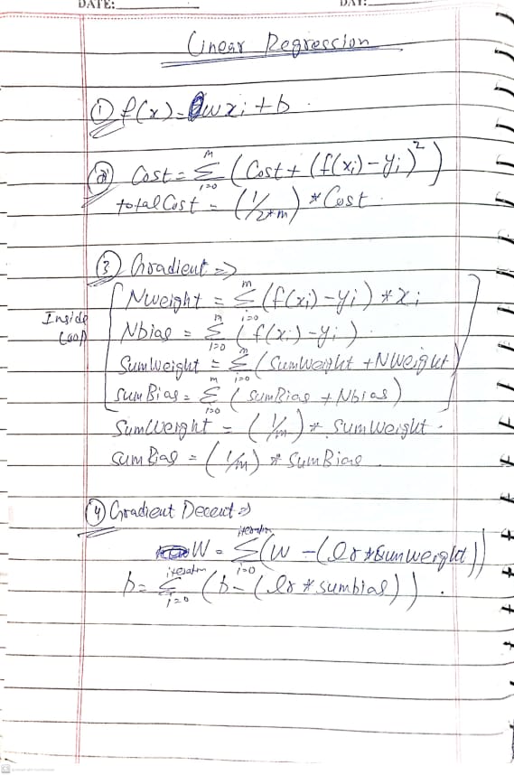 Linear Regression formulas